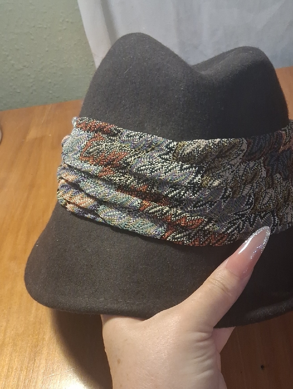Scala Wool Black  Fedora with Multicolor Woven Band - Picture 8 of 8